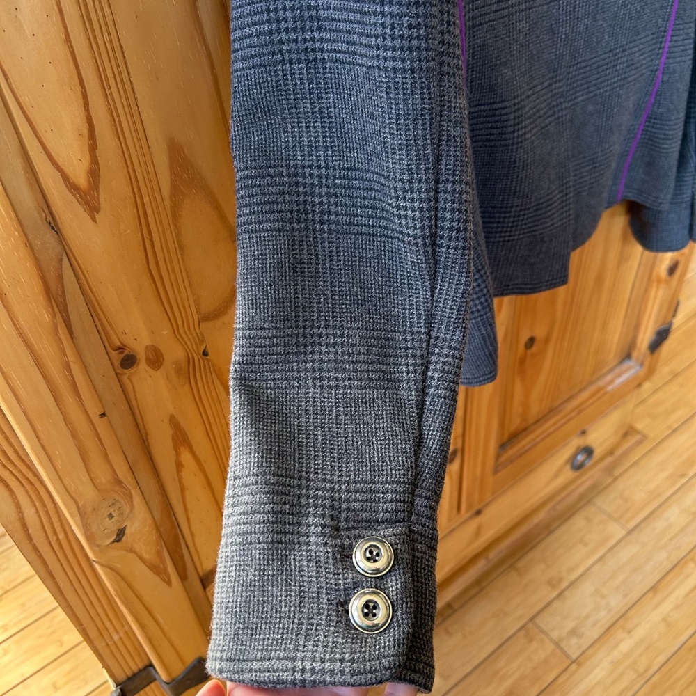 Juicy Couture Blazer Wool Blend Gray Plaid Purple Women's Jacket Size Medium - Picture 5 of 11